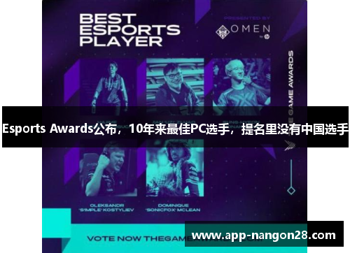 Esports Awards公布，10年来最佳PC选手，提名里没有中国选手